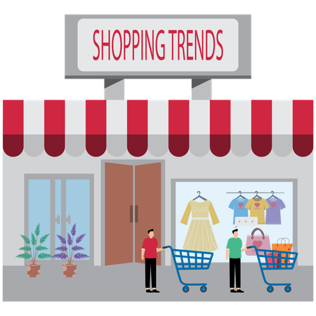 Homem fazendo tendências de compras e comportamento do consumidor  Ilustração