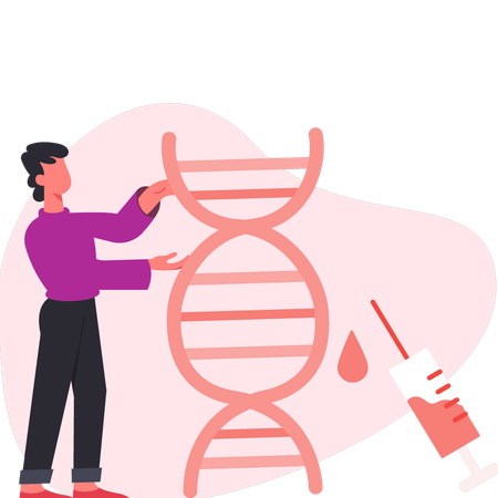 Homem fazendo teste de DNA  Ilustração