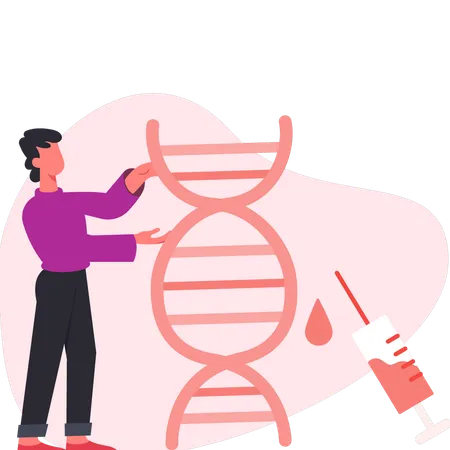 Homem fazendo teste de DNA  Ilustração