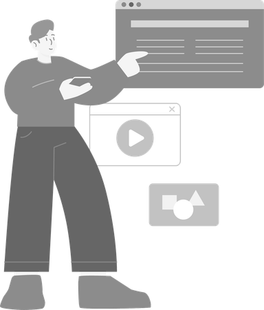 Homem fazendo verificação da Web  Ilustração