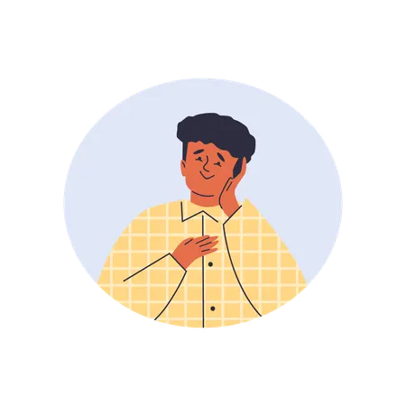 Homem feliz ao mesmo tempo emocionado e grato  Ilustração