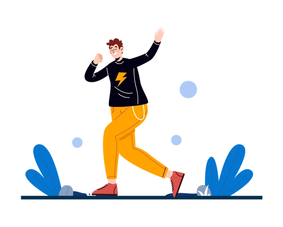 Homem feliz pulando  Ilustração