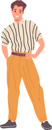 Homem sorridente feliz vestindo roupas estilo moda dos anos 90  Ilustração