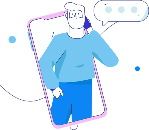 Homem feliz usando mídia social  Ilustração
