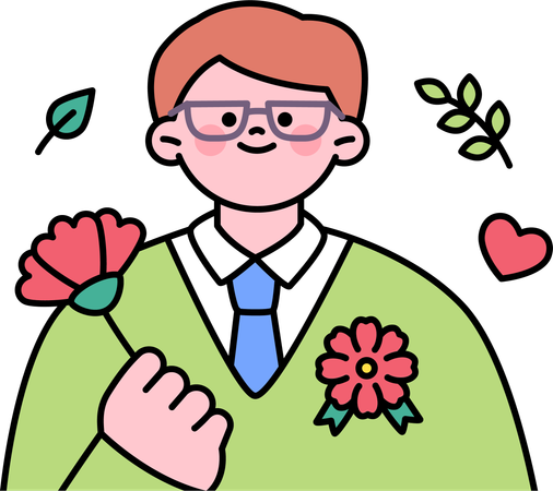 Homem fica feliz devido à primavera  Ilustração