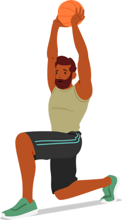 Fitness Man avança com Ball exercitando os músculos da parte inferior do corpo para ganhar força  Ilustração