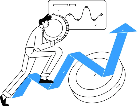 Homem lucrando com investimento  Ilustração