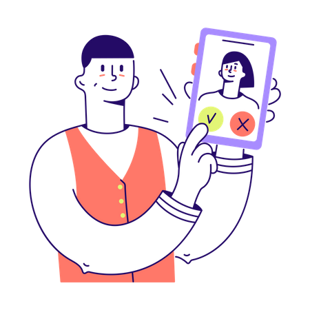 Homem gosta de foto  Ilustração