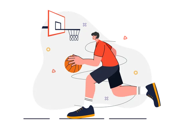 O homem gosta de jogar basquete  Ilustração