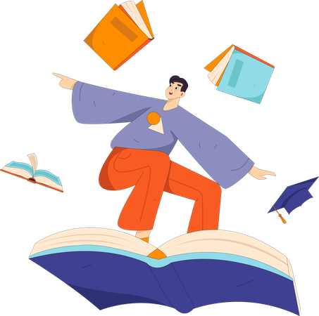 Homem gosta de ler livros escolares  Ilustração