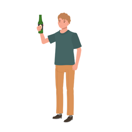 Homem apreciando cerveja artesanal  Ilustração