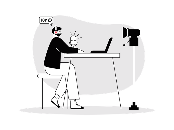 Homem gravando conteúdo de áudio  Illustration