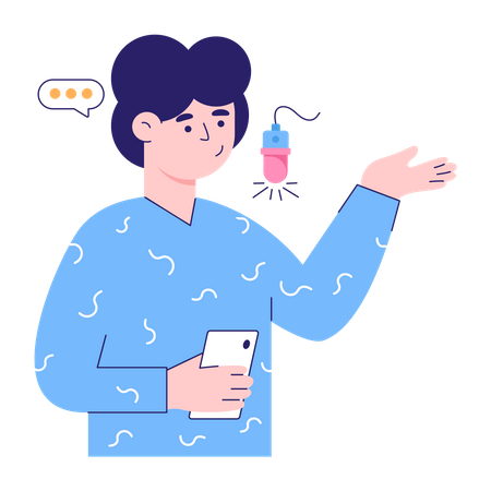 Homem gravando podcast  Ilustração