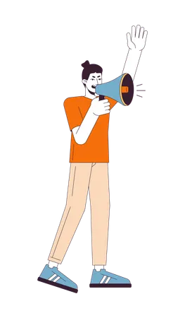 Homem grita no megafone  Ilustração