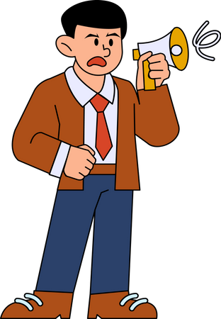 Homem gritando no megafone  Ilustração