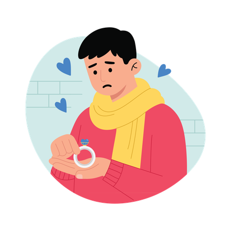 Homem guarda anel precioso da esposa  Ilustração