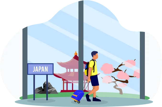 Homem indo para o Japão  Ilustração