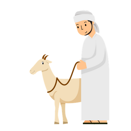 Homem islâmico com cabra  Ilustração