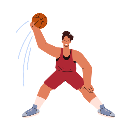 Jogador de basquete com bola em ação  Ilustração