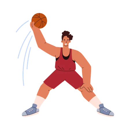 Jogador de basquete com bola em ação  Ilustração