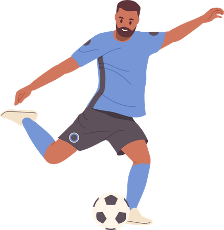 Jogador de futebol homem chutando bola  Ilustração