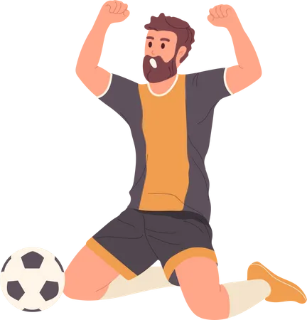 Jogador de futebol homem sentado no chão  Ilustração