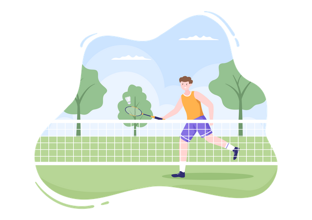 Homem jogando badminton  Ilustração