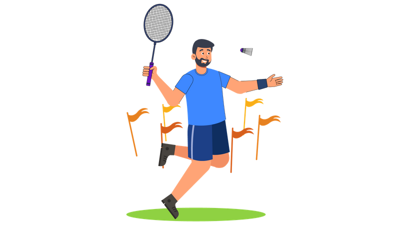 Homem jogando badminton  Ilustração