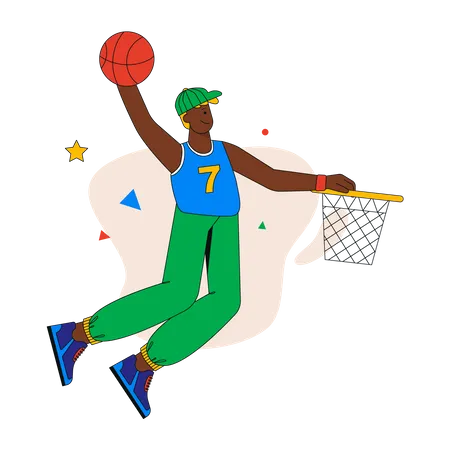 Homem jogando basquete  Ilustração