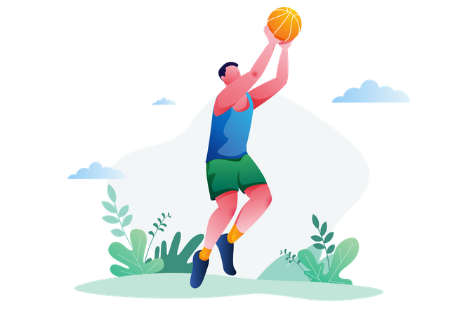 Homem jogando basquete  Ilustração