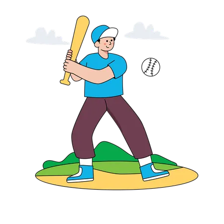 Homem jogando beisebol  Ilustração