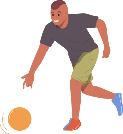 Homem jogando bola de boliche  Ilustração