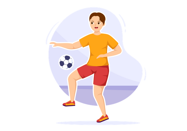 Homem brincando com futebol  Ilustração