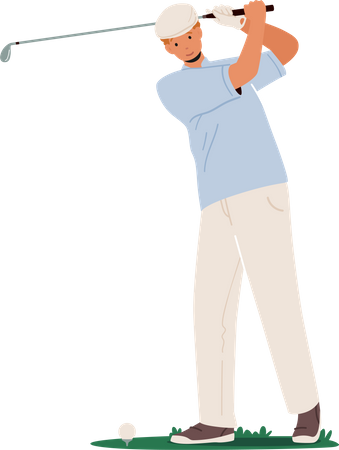 Homem jogando golfe  Ilustração