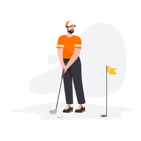 Homem jogando golfe  Ilustração