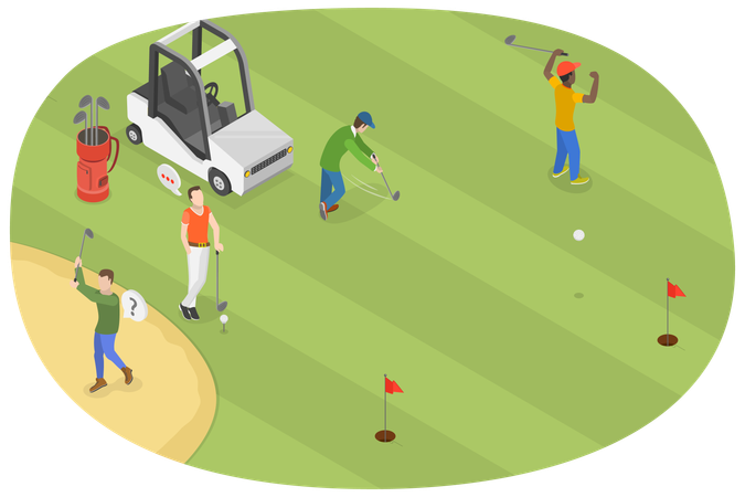 Homem jogando golfe no Golf Club  Ilustração