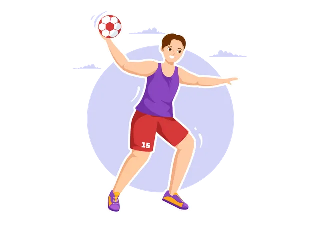 Homem jogando handebol  Ilustração