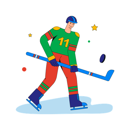 Homem jogando hóquei no gelo  Ilustração