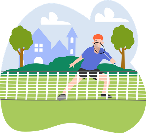 Homem jogando tênis  Ilustração