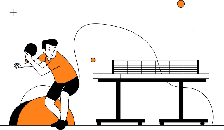 Homem jogando tênis de mesa  Ilustração