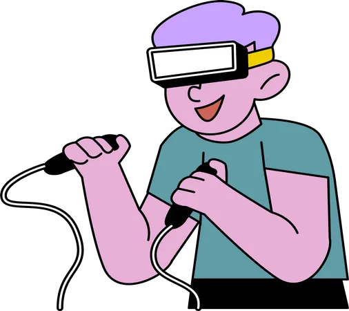 Homem jogando jogo vr  Illustration