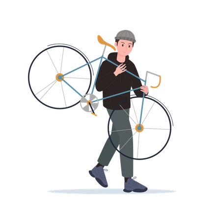 Ladrão masculino roubando bicicleta  Ilustração