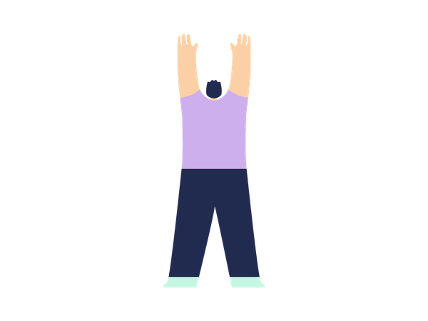 Homem levantando as duas mãos  Ilustração
