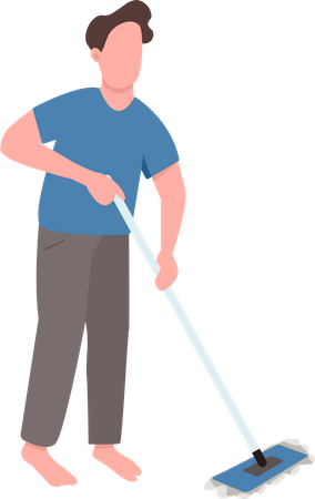 Homem limpando o chão  Ilustração