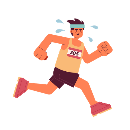 Homem corredor de maratona  Ilustração