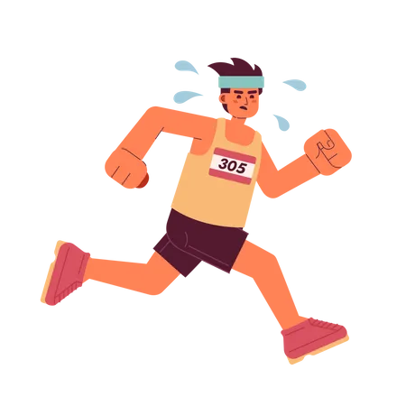 Homem corredor de maratona  Ilustração