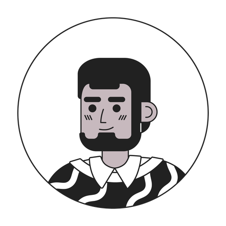 Homem moreno adulto com barba  Ilustração