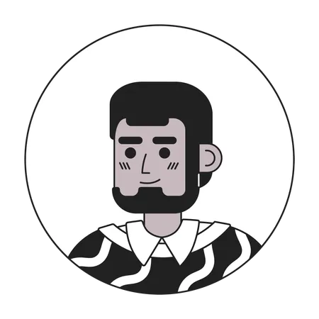 Homem moreno adulto com barba  Ilustração