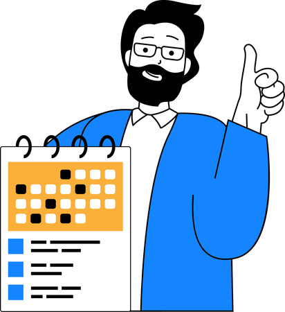 Homem mostrando agenda médica  Illustration