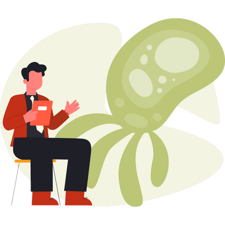 Homem mostrando bactérias  Illustration